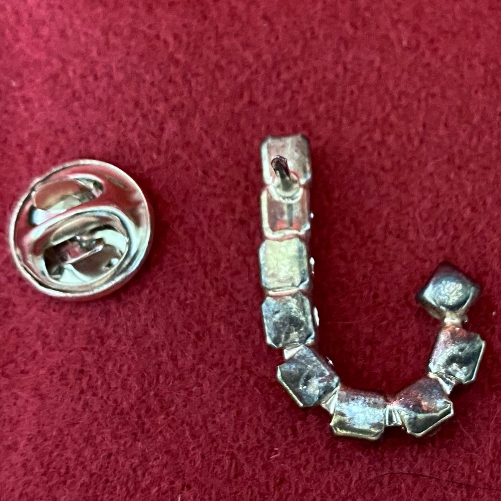 Clear Rhinestone "J" Pin. - Picture 6 of 7